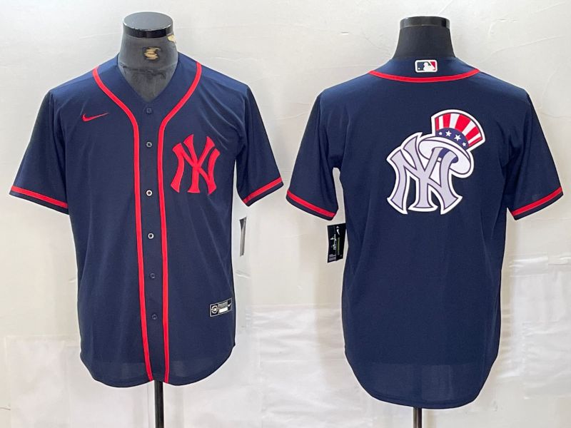 Men New York Yankees Blank Blue Third generation joint name Nike 2024 MLB Jersey style 12->new york yankees->MLB Jersey
